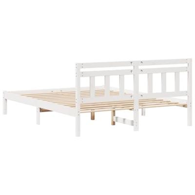 Bedframe met hoofdeinde Wit 160 x 200 cm Massief grenenhout Bedframe met hoofdeinde Wit 160 x 200 cm Massief grenenhout