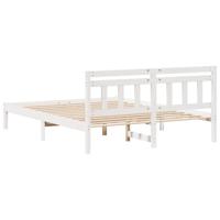 Bedframe met hoofdeinde Wit 160 x 200 cm Massief grenenhout - thumbnail