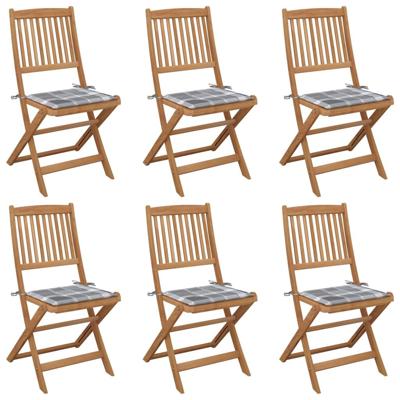 Tuinstoelen 6 st inklapbaar met kussens massief acaciahout