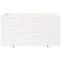 Plantenbak 90x60x49,5 cm massief grenenhout wit - thumbnail