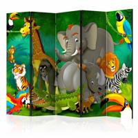 Vouwscherm / Kamerscherm - Kleurrijke safari 225x172cm, gemonteerd geleverd, dubbelzijdig geprint - thumbnail