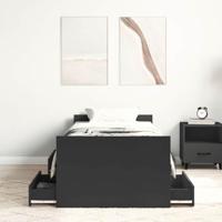 Bedframe met hoofd- en voeteneinde zwart 100x200 cm - thumbnail