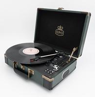 GPO SW196FGB Ambassador Portable USB Bluetooth Turnntable withSpeakers Green/Black - thumbnail