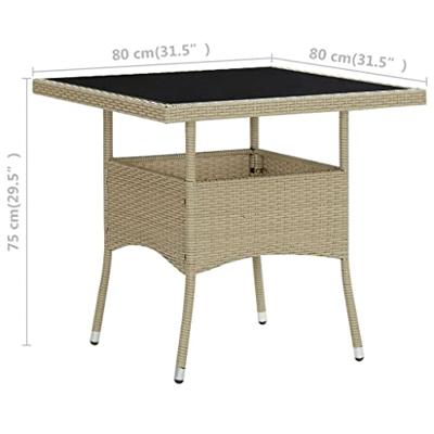 Tuintafel poly rattan en glas beige Tuintafel poly rattan en glas beige