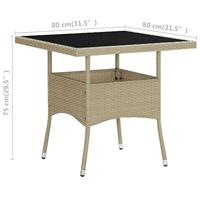 Tuintafel poly rattan en glas beige - thumbnail