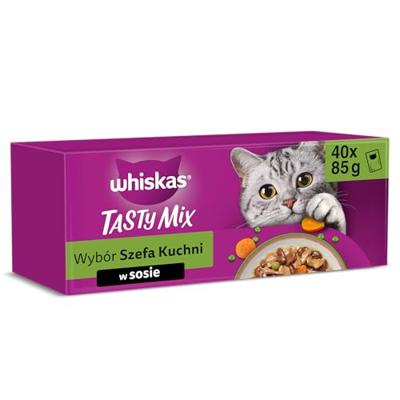 WHISKAS Tasty Mix Selectie van de chef in saus - natvoer voor katten - 40x85g