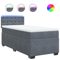 Boxspring met matras fluweel donkergrijs 90x200 cm - thumbnail