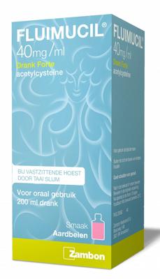 Fluimucil Drank 40mg/ml forte aardbei 200 Milliliter