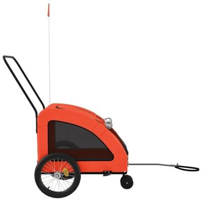 VidaXL Hondenfietstrailer oxford stof en ijzer oranje en grijs - thumbnail