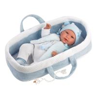 Babypop Mimo met lichtblauwe reiswieg - 42 cm - thumbnail