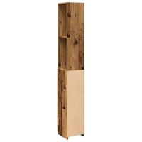 Badkamerkast 25x25x170 cm bewerkt hout oud houtkleurig - thumbnail