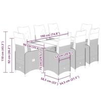 9-delige Bistroset met kussens poly rattan beige - thumbnail
