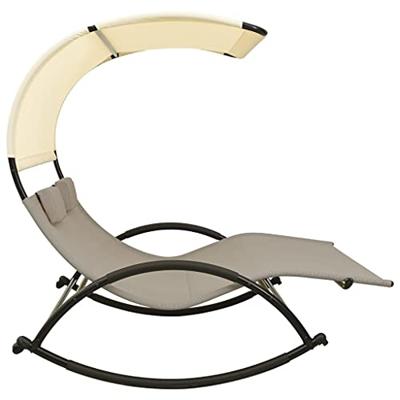 Ligbed tweepersoons met luifel textileen taupe en crmekleurig