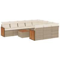 11-delige Tuinset met kussens poly rattan beige - thumbnail