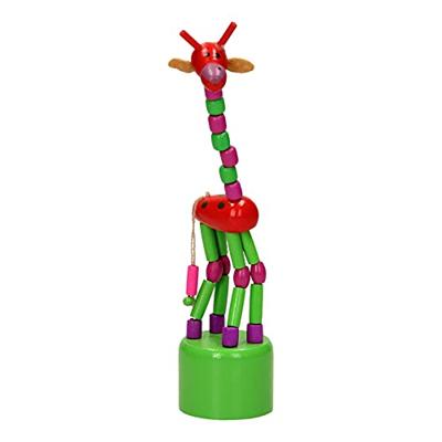 Playwood houten drukpop giraffe gekleurd