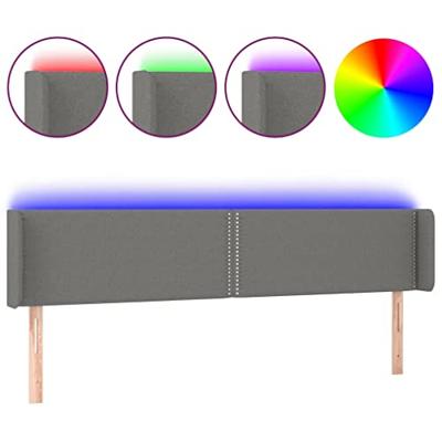 Hoofdbord LED 203x16x78/88 cm stof donkergrijs