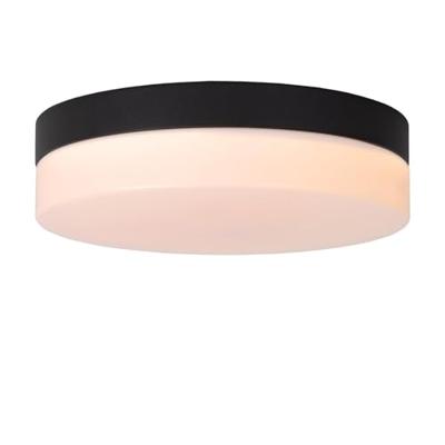 Lucide BISKIT - Plafonnière Badkamer - Ø 23 cm - LED - 1x12W 2700K - IP44 - Bewegingssensor - Zwart