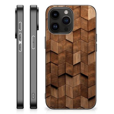 Houten Print Telefoonhoesje voor iPhone 15 Pro Max Wooden Cubes