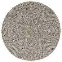 Placemats 6 st rond 38 cm katoen effen grijs - thumbnail
