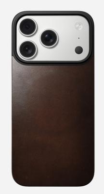 Nomad Magnetic Horween leather back iPhone 17 Pro - Rustic Brown Nomad Magnetic Horween leather back iPhone 17 Pro - Rustic Brown