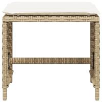 Tuinkrukken 4 st met kussens 41x41x36 cm poly rattan beige - thumbnail