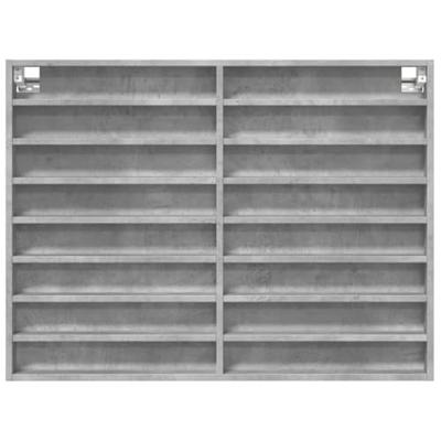 Vitrinekast 100x8,5x75 cm bewerkt hout betongrijs