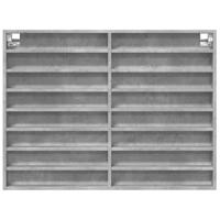 Vitrinekast 100x8,5x75 cm bewerkt hout betongrijs - thumbnail