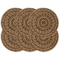 Placemats 6 st rond 38 cm jute donkerbruin - thumbnail