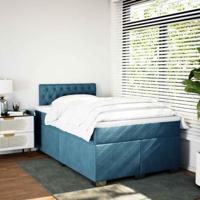 Boxspring met matras fluweel blauw 120x190 cm - thumbnail