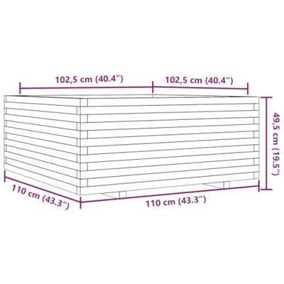 Plantenbak 110x110x49,5 cm massief grenenhout wit