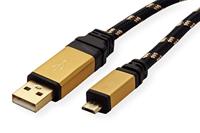 ROLINE GOLD USB 2.0 Kabel, USB A Male - Micro USB B Male, 0,8 m - thumbnail