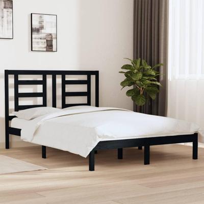 Bedframe massief grenenhout zwart 140x190 cm