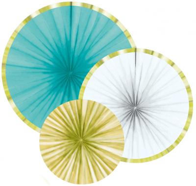 Amscan Decoratie waaier feest ananas papier 35 cm set van 3 | 10 stuks