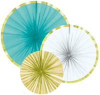 Amscan Decoratie waaier feest ananas papier 35 cm set van 3 | 10 stuks - thumbnail