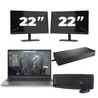 HP ZBook Firefly 15 G7 - Intel Core i7-10e Generatie - 15 inch - 8GB RAM - 256GB SSD - Windows 11 + 2x 22 inch Monitor - thumbnail