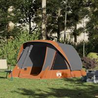 Tent 4-persoons waterdicht grijs en oranje - thumbnail