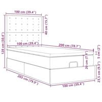 Ottoman bed met matrassen en LED's 100x200cm fluweel lichtgrijs - thumbnail