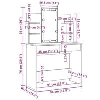 Kaptafel met LED-verlichting 96x40x142 cm betongrijs - thumbnail