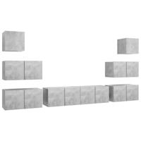 8-delige Tv-meubelset bewerkt hout betongrijs - thumbnail
