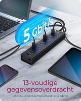 ICY BOX IB-AC6113 13-poorts USB 3.0 Hub met 12 V / 5 A voedingsadapter, aluminium behuizing en USB laadpoort zwart - thumbnail