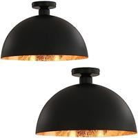 VidaXL Plafondlampen 2 st halfrond e27 zwart en goudkleurig - thumbnail