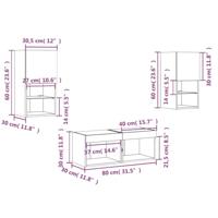 4-delige tv-wandmeubelset met LED-verlichting wit - thumbnail