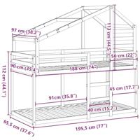 Stapelbedframe zonder matras massief grenenhout 90x190 cm - thumbnail