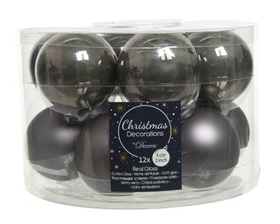 Kerstbal glas d5 cm grijs ass 12st Decoris - Decoris Kerstbal glas d5 cm grijs ass 12st Decoris - Decoris