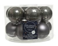 Kerstbal glas d5 cm grijs ass 12st Decoris - Decoris - thumbnail