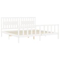 Bedframe met hoofdbord massief hout wit - thumbnail