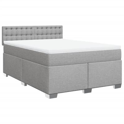 Boxspring met matras stof lichtgrijs 140x190 cm - thumbnail