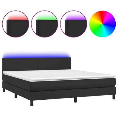 Boxspring met matras en LED kunstleer zwart 180x200 cm