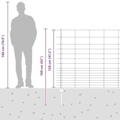 VidaXL Hek met paal zilver 1,2 x 25 m staal