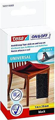 TESA On & Off 55231-00-01 Klittenband Om vast te plakken, Om op te naaien Haak- en lusdeel (l x b) 1000 mm x 20 mm Zwart 1 stuk(s)